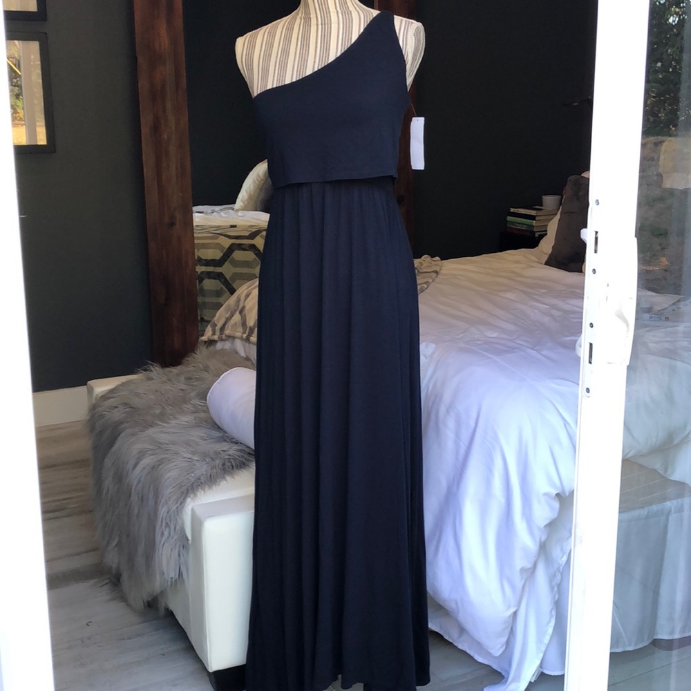 Boston Proper One Shoulder Black Dress
